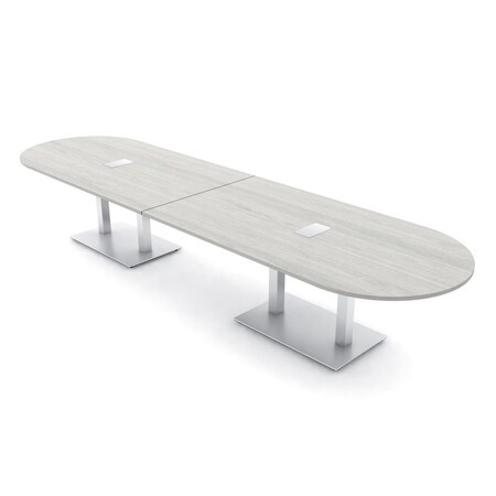 Skutchi Designs Racetrack Conference Table With Power Unit, 48 in W, 168 in L, Ivory HAR-RAC-48X168-DOU-K458-ESIL