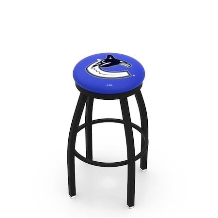 Holland Bar Stool Co 36" Blk Wrinkle Vancouver Canucks Swivel Bar Stool, Accent Ring L8B2B36VanCan