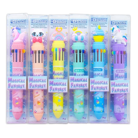 Bazic Products Magical Fantasy Series 10-Color Pen, Assorted Designs, 6PK 17000
