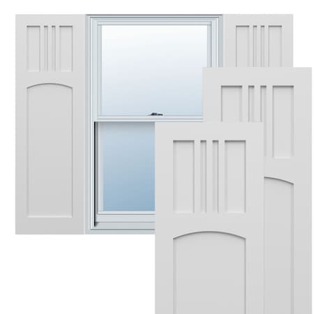Ekena Millwork True Fit PVC San Miguel Mission Style Fixed Mount Shutters, White, 15W x 49H, PR TFP001SM15X049WH