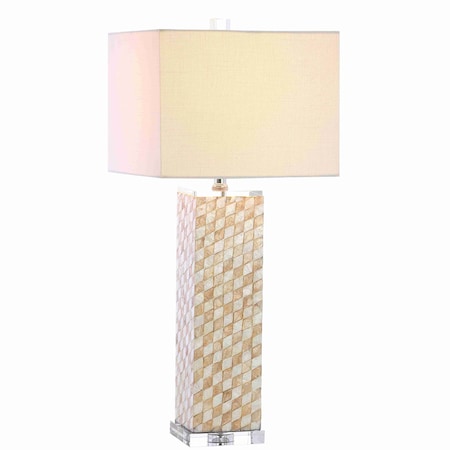 Jonathan Y Daniel 30.5 in. Seashell/Crystal LED Table Lamp, Cream JYL1048A