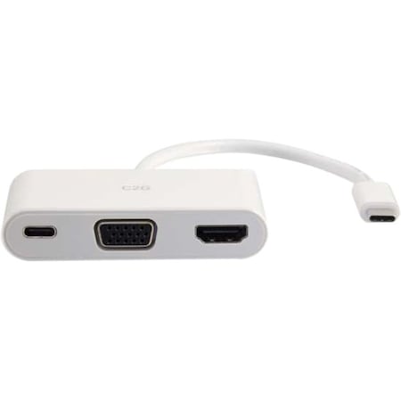 C2G USB C TO HDMI AND VGA ADAPTER CONVERTER WITH POWER DELIVERY - WHITE - USB TO 26885