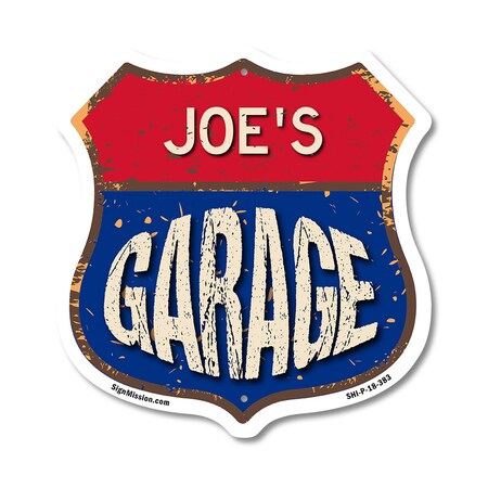 Signmission Joe's Garage, 18 Inch X 18 Inch, Plastic Sign SHI-P-18-383-JOE