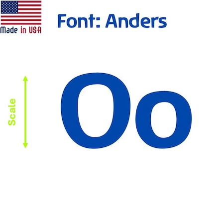 Aacc Self-Adhesive Vinyl Letter: O, Scale: 15 cm. Color: Blue Font: Anders by, 8PK AACC-Anders-UO-Blue-M15x8