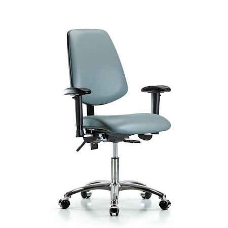 Blue Ridge Ergonomics Vinyl Chair, Vinyl, Adjustable Arms BR-VDHCH-MB-CR-T1-A1-CC-8822