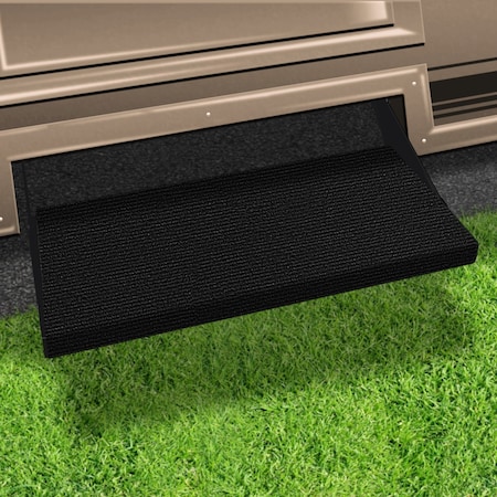 Presto Fit STEPS AND STEP RUGS RV Wrap Around Hook And Spring 23 Inch Width Black Onyx MicroRibbed Textured 2-0354