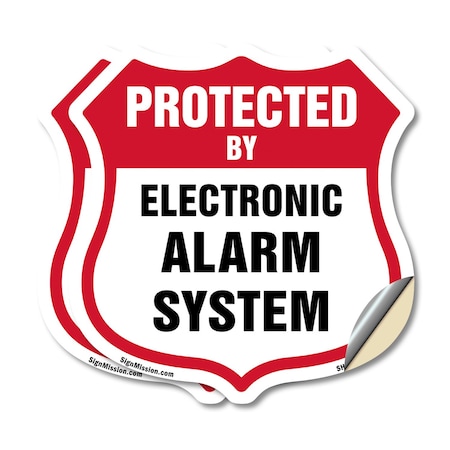 Signmission Security Alarm Shield Sign Protected By, 12 inch X 12 inch, Vinyl Decal, 2PK SHI-D-2PACK-12-460