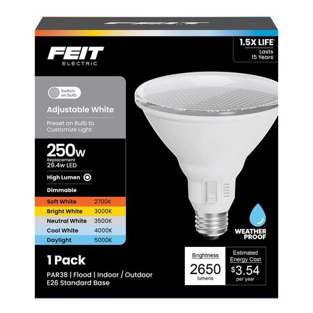 Feit Electric Feit PAR38 E26 Medium LED Bulb Adjustable White 250 Watt Equivalence PAR38250DM5CCT