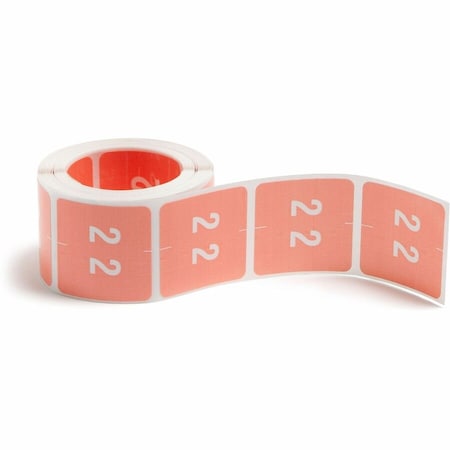Smead NUMERICAL END TAB FILE FOLDER LABELS, 2, 1.5 X 1.5, PINK, 250/ROLL 67422