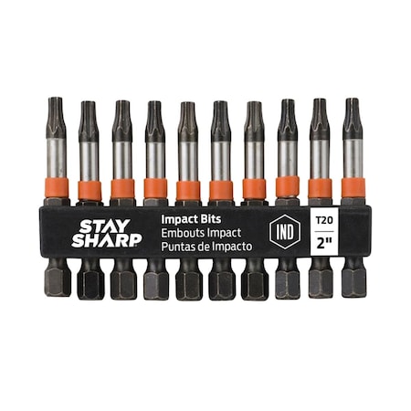 Muebles Para El Hogar 2 in. T20 Impact Bit Clip Torx Industrial Screwdriver Bit, Recyclable, 10PK MU3360313