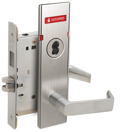 Schlage L Series Mortise Lock, Corridor Lock, 06 Lever, N Escutcheon, Less FSIC, VACANT/OCCUPIED Indicator L9456J 06N 626 OS-OCC