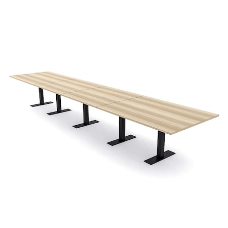 Skutchi Designs 20ft Conference Table W/ Power Unit | 20 Person Modular Rectangular Meeting Table | Harmony Series HAR-REC-48x240-T.BK-K525-NA