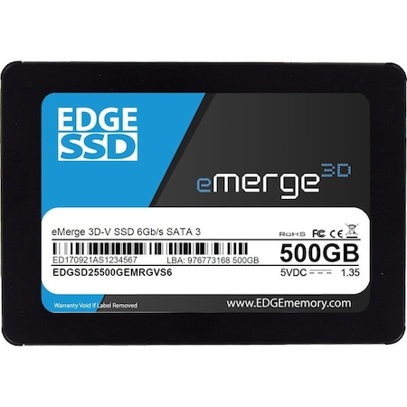 Edge Memory EDGE eMerge 3D-V 500 GB Solid State Drive - 2.5" Internal - SATA (SATA/600) PE255046