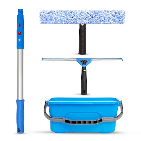 Gritt Commercial Pro Cleaning Kit with with 14 Squeegee, 14 Washer, 20 Pole and 3 Gallon Heavy-Duty Bucket GRI138B