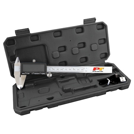 Performance Tool 6 in. Digital Caliper, Rechargeable, Stainless Steel, Inch/mm Conversion W80153