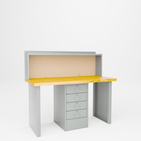 Pucel Center Drawer Workstation, 60 in W x 30 in D x 34 in H, Red EWS-3060-W