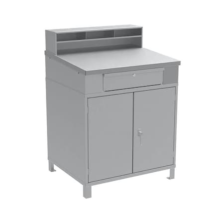 Pucel STANDING ENCLOSED SHOP DESK WITH PIGEONHOLE RISER L-2136