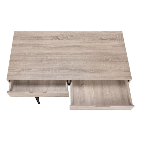 Homeroots 47" Taupe and Black Wood and Metal H-Shape Computer Desk With Two Drawers 489875