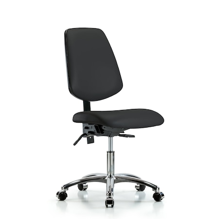 Blue Ridge Ergonomics Desk Chair Desk Chair, Vinyl, Med, Bk, Chrm, Casters, Blk, No Arms, 18" to 23" Height, Vinyl, Black BR-VDHCH-MB-CR-T0-A0-CC-8540