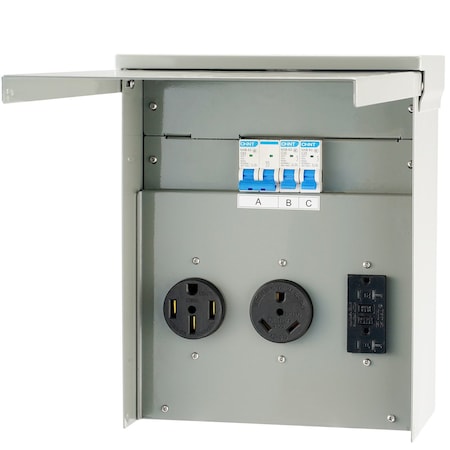 Vevor 20/30/50A Temporary RV Power Outlet Box Electrical Outdoor Receptacle Box RV-30A/50A