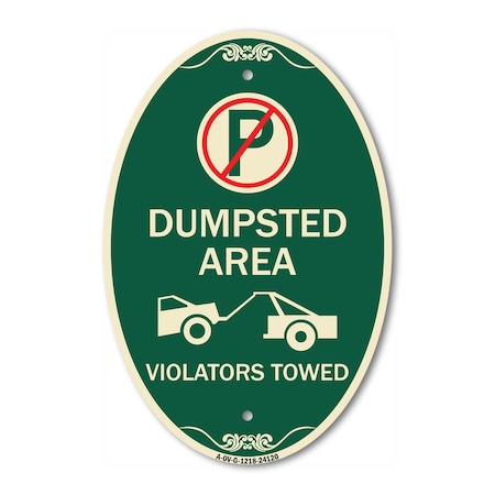 Signmission Dumpster Sign No Parking Dumpster Area Violat, 12 In X 18 In Architectural, Heavy Gauge Aluminum A-OV-G-1218-24120