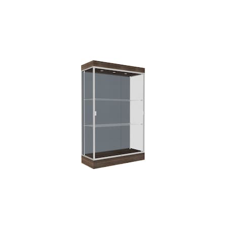 Ghent 76''H x 48''W x 20''D Edge Display Case 6'' Base w/ Blue Steel & Satin Frame 92LFBS-SN-CTK
