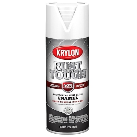 Krylon Rust Tough Enamel Spray Paint, Semi-Gloss, White, 12 oz, Can K09266008