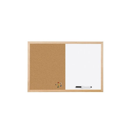 Mastervision Combo Cork and Dry-Erase Board, 18 in X 24", Pine Frame MX04001010