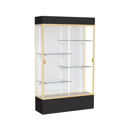 Ghent Lighted Floor Display Case 48x80x16, White 3174WB-GD-BK