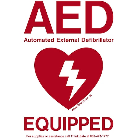 First Voice Vinyl Weatherproof AED Equipped Window / Door Sticket 1 ea V10183