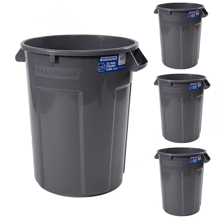 Magnum Tool 32 Gallon Trash Can, Construction Grade, Heavy Duty Plastic (4 Pack) CMTC-C000-32G04