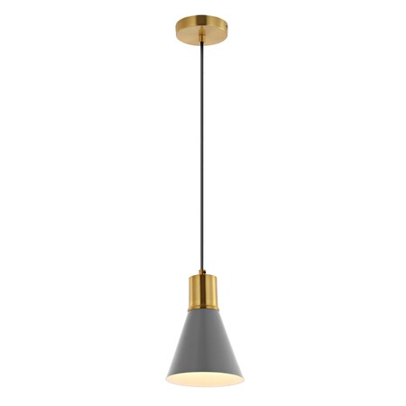 Jonathan Y Apollo 6" 1-Light Mid-Century Modern Iron LED Pendant, Gray/Brass Gold JYL6131C