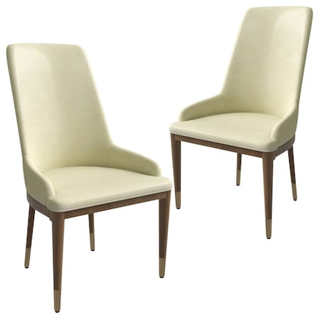 Leisuremod Viva Collection Modern Wooden Dining Chair in Cream, 2PK VC24CR2