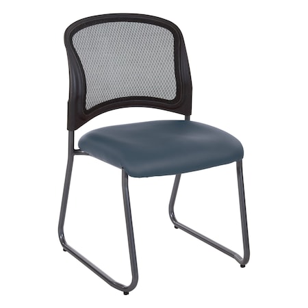 Office Star Products ProGrid Titanium & Black Visitors Chair, Sled Base, Dillon Blue 86725R-R105