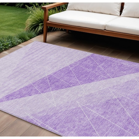 Homeroots 10' X 14' Lavender And Purple Geometric Washable Indoor Outdoor Area Rug 582481