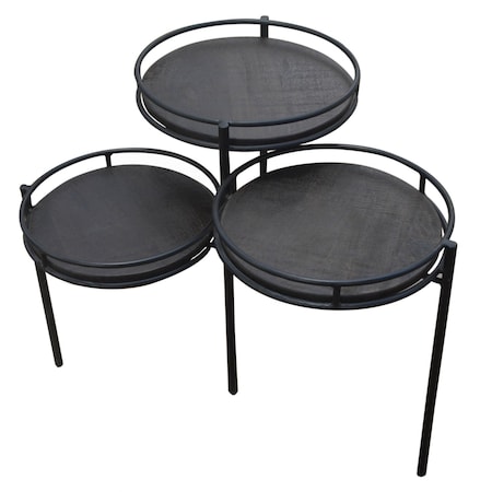 Homeroots 23" Black Solid Wood And Iron Round End Table 490142