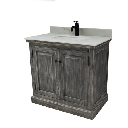 Infurniture WK1831-G plus AP Top 31 in. Rustic Solid Fir Sink Vanity In Grey-No Faucet WK1831-G+AP Top