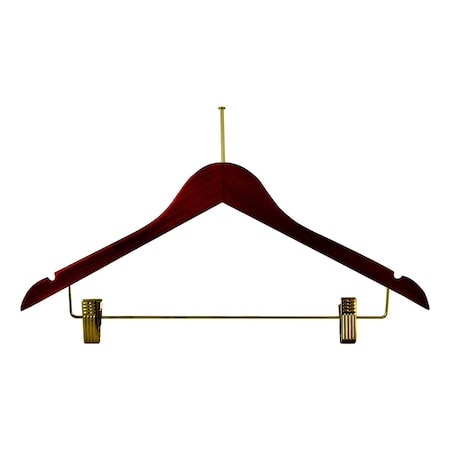 Rdi Womens Hanger Walnut Contoured Ball Top Brass with Clips 100cs, 100PK HGW-WCT-BTB