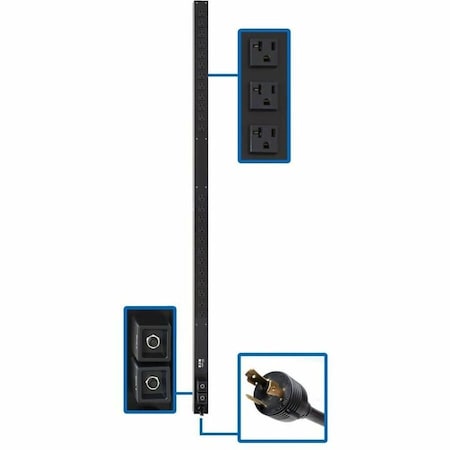Tripp Lite PDU, 10 ft Cord L, 63 3/4 in H, 24 A PDUV30
