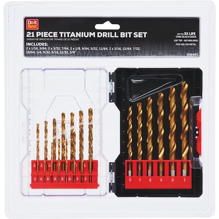 Do It Best Titanium Drill Bit Set, 21-Piece QJDIB-PTASET-006B