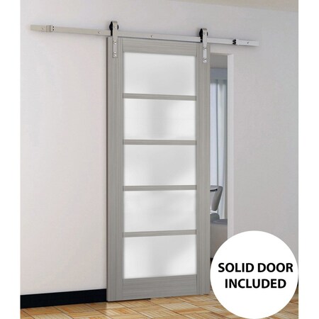 Sartodoors Barn Interior Door, 18" x 80", Gray QUADRO4002BD-S-SSS-18