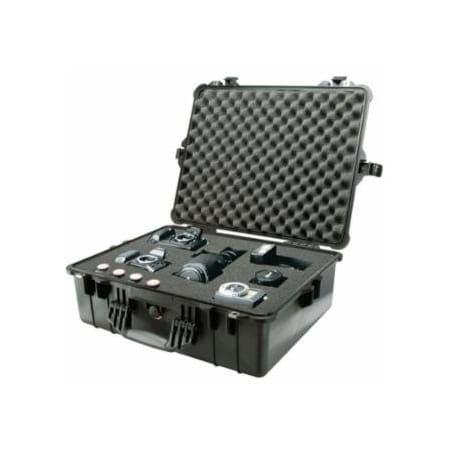 Pelican Protector Case, 1.65 ft¬≥, 24.39 in L x 19.36 in W x 8.79 in D, Black, with Foam 562-1600-000-110