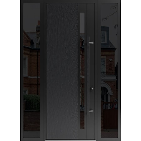 Vdomdoors Steel Door Dekton 0163 Ardesia Nero 96вЂќ/ 2 Side Exterior Windows Sidelites/ Entry Door Painted W1 DEKTON0163EXD-ARD-W14+36+14xH96-LH-I