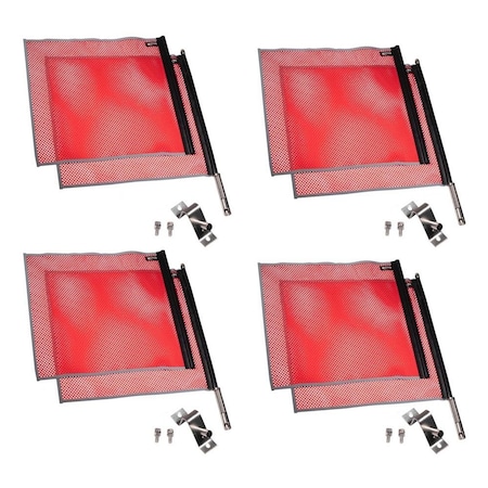 Mytee Products EZ Mount 18in x 18in Jersey Mesh Safety Flag with Reflective Webbing, 4PK VMF-MK-REFx4