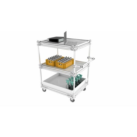 Trilogiq 3-Level Cart 4 Flanges Per Level Including A Compartment On The Lower Level. 49D-10