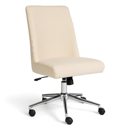 Martha Stewart Maeve Upholstered Office Chair in Beige Stripe/Polished Nickel CH-231216-3-1-BG-MS