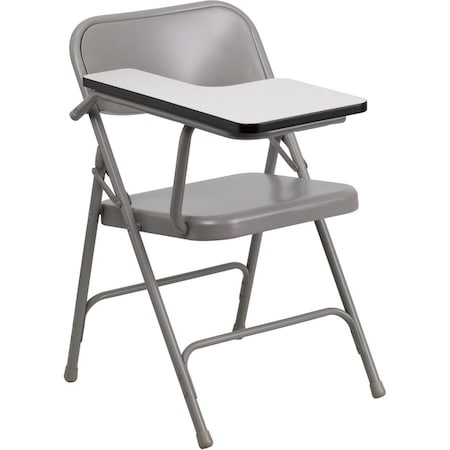 Flash Furniture Round Metal Tablet Arm Chair, Right Hand, Beige, Laminate, Grey HF-309AST-RT-GG