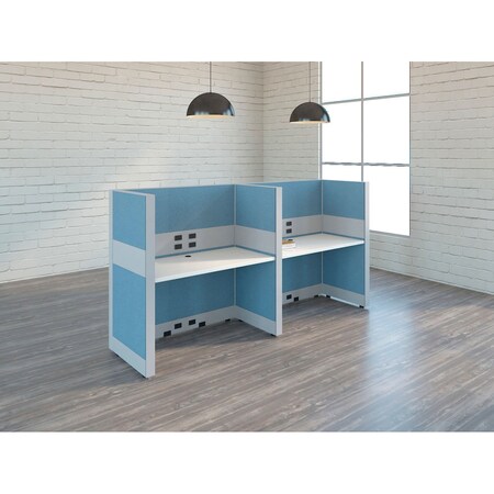 Global Industrial Interion Modern Double Workstation with Electric Raceways, 8' 9"W x 28"D x 54"H 271624