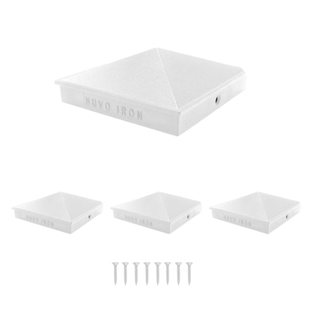 Nuvo Iron 4-in x 4-in White Aluminum Ornamental Pyramid Post Cap, 4PK PCP02-WEC-IP4