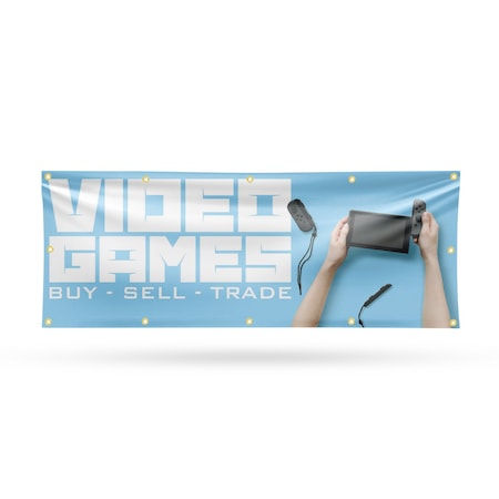 Signmission Video Games Buy Sell Trade, 48 Inch x 120 Inch, Vinyl Banner B-120-30916